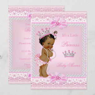 Ethnische Prinzessin Baby Shower Mädchen Rosa Perl Einladung