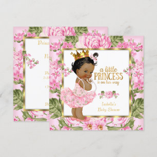 Ethnische Prinzessin Baby Shower Pink Gold Rose Fl Einladung
