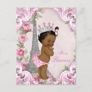 Ethnische Prinzessin Floral Vintage Paris Babypart Einladung