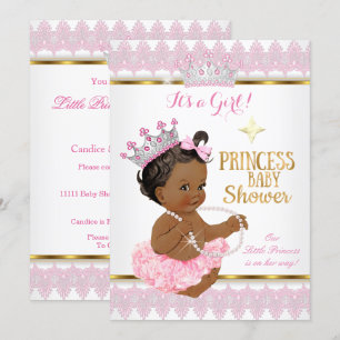 Ethnische Prinzessin Mädchen Baby Shower Pink Gold Einladung