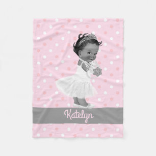 Ethnische Prinzessin-Nursery Grau Rosa Punkte Fleecedecke
