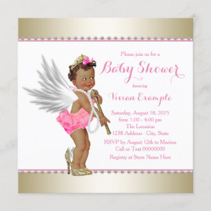 Ethnische Prinzessin Perle Rosa Gold Engel Baby Sh Einladung
