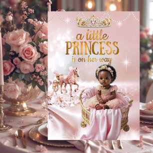 Ethnische Prinzessin Pink Baby Shower Kutsche Bett Einladung
