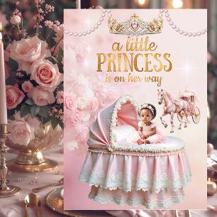 Ethnische Prinzessin Rosa Baby Shower Karosse Bett Einladung
