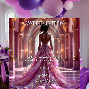 Ethnische Prinzessin Sweet 16 Geburtstag Rosa Lila Einladung