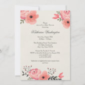 Ethnische Prinzessin Tutu Floral Wasserfarbe Babyd Einladung (Rückseite)