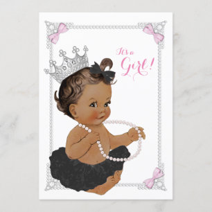 Ethnische Prinzessin Tutu Rosa Perle Baby Shower Einladung