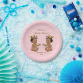 Ethnische Prinzessin Twins Quilted Pink Baby Dusch Pappteller (Party)