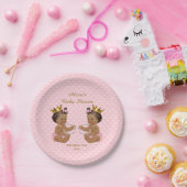 Ethnische Prinzessin Twins Quilted Pink Baby Dusch Pappteller (Party)