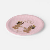 Ethnische Prinzessin Twins Quilted Pink Baby Dusch Pappteller (Schrägansicht)