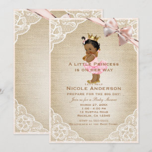 Ethnische Prinzessin Vintage Baby Mädchen Rustikal Einladung