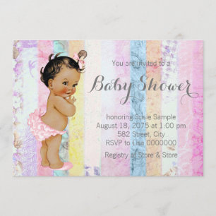 Ethnische Regenbogen-Babyparty für Mädchen Einladung