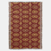 Ethnische rote und goldene Ikat-Geometrie Decke (Vorderseite Vertikal)