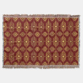 Ethnische rote und goldene Ikat-Geometrie Decke (Vorderseite)