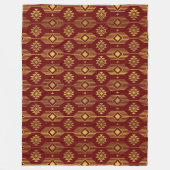 Ethnische rote und goldene Ikat-Geometrie Fleecedecke (Vorderseite)