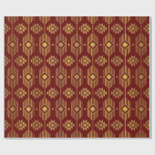 Ethnische rote und goldene Ikat-Geometrie Geschenkpapier (Flach)