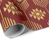 Ethnische rote und goldene Ikat-Geometrie Geschenkpapier (Rolleneckpunkt)