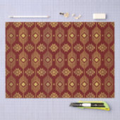 Ethnische rote und goldene Ikat-Geometrie Seidenpapier (Handwerk)