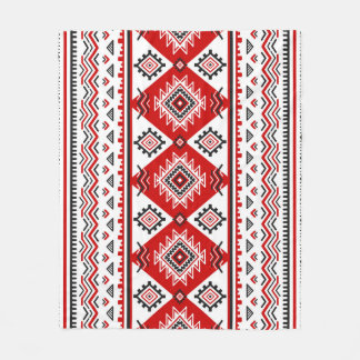 Ethnische Schwarz-weiße rote, ukrainische Motive. Fleecedecke