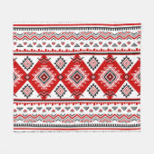 Ethnische Schwarz-weiße rote, ukrainische Motive. Fleecedecke (Vorderseite (Horizontal))