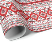Ethnische Schwarz-weiße rote, ukrainische Motive. Geschenkpapier (Rolleneckpunkt)