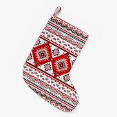 Ethnische Schwarz-weiße rote, ukrainische Motive. Kleiner Weihnachtsstrumpf (Vorderansicht (hängend))