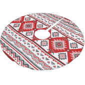 Ethnische Schwarz-weiße rote, ukrainische Motive. Polyester Weihnachtsbaumdecke (Schrägansicht)