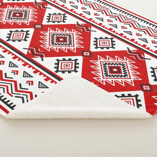 Ethnische Schwarz-weiße rote, ukrainische Motive. Sherpadecke (3/4)