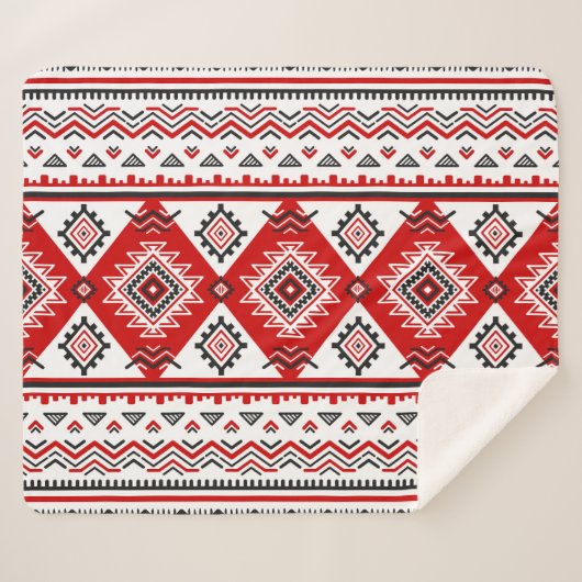 Ethnische Schwarz-weiße rote, ukrainische Motive. Sherpadecke (Vorderseite (Horizontal))