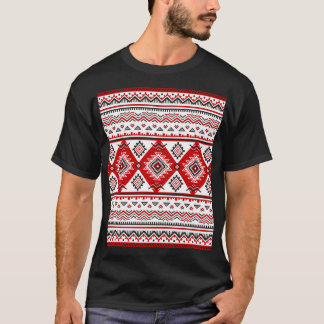 Ethnische Schwarz-weiße rote, ukrainische Motive. T-Shirt