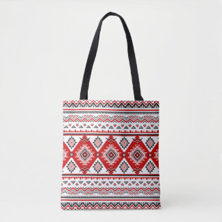 Ethnische Schwarz-weiße rote, ukrainische Motive. Tasche