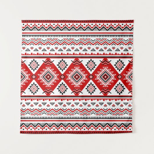 Ethnische Schwarz-weiße rote, ukrainische Motive. Wandteppich (Vorderseite)