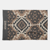 Ethnische Stammes-Mudcloth Schwarz & Beige Geschirrtuch (Horizontal)