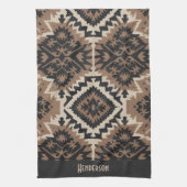 Ethnische Stammes-Mudcloth Schwarz & Beige Geschirrtuch (Vertikal)