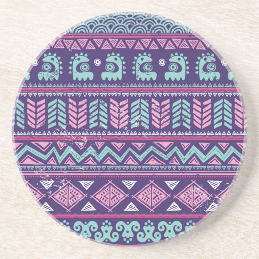 Ethnische Stammeskultur: farbenfrohes, nahtloses M Getränkeuntersetzer (Vorne)