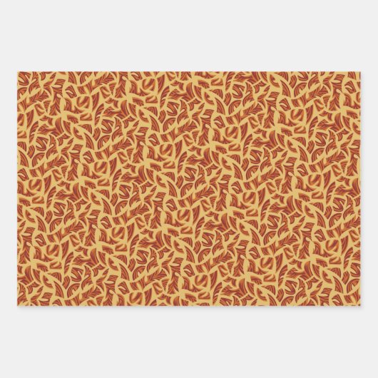 Ethnische Stammesmuster Orange und Braun Geschenkpapier Set (Vorderseite 3)