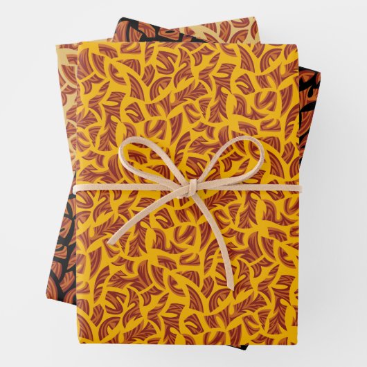 Ethnische Stammesmuster Orange und Braun Geschenkpapier Set (Beispiel)