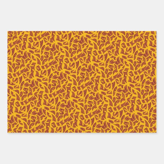 Ethnische Stammesmuster Orange und Braun Geschenkpapier Set (Vorderseite)