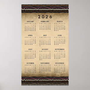 Ethnische Stammesstreifen 2026 Wandkalender Poster