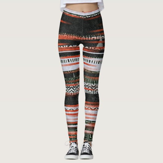 Ethnische Stammesstreifen: Teppichdesign. Leggings (Vorderseite)