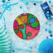 Ethnische Stammkunstplatte aus mehrfarbigem Afrika Pappteller (Party)