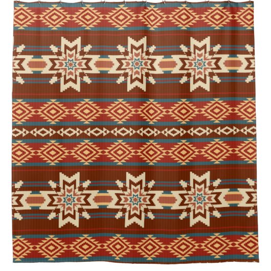 Ethnische Textil Sterne: Abstraktes Muster. Duschvorhang (Vorderseite)