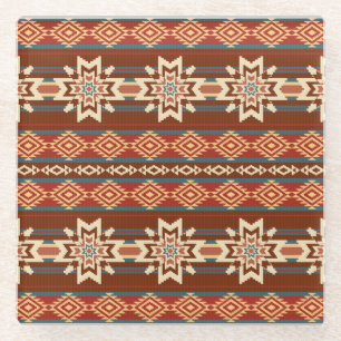 Ethnische Textil Sterne: Abstraktes Muster. Glasuntersetzer