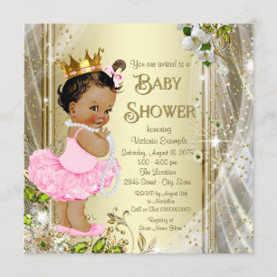 Ethnische Tutu Prinzessin Pink Gold Babyparty Einladung