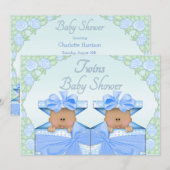 Ethnische Twin Boys in Geschenkboxen Rose Kinderdu Einladung (Vorne/Hinten)