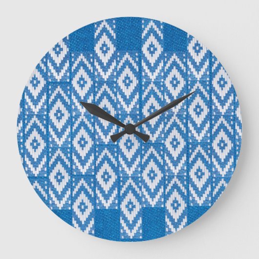 ethnische Verzierung von Naturgewebe Große Wanduhr (Vorderseite)