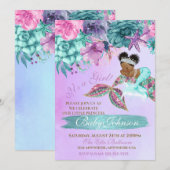 Ethnische Vintage Meerjungfrau unter Meeresdusche Einladung (Vorne/Hinten)