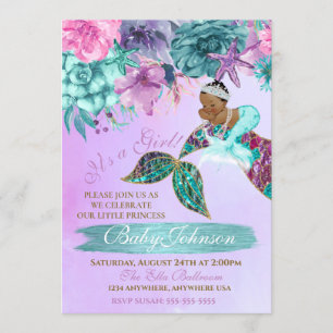 Ethnische Vintage Meerjungfrau unter Meeresdusche Einladung