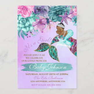 Ethnische Vintage Meerjungfrau unter Meeresdusche Einladung