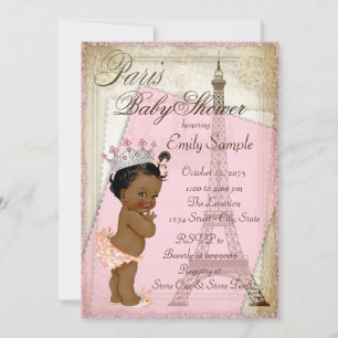 Ethnische Vintage-Paris-Baby-Party Einladung